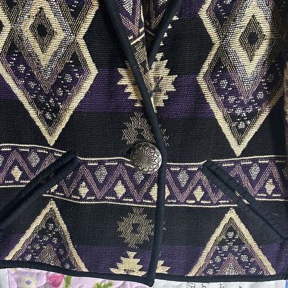 Vintage Linda Leez Wearable Art southwestern Patterned Jacket Sz L - Picture 3 of 15